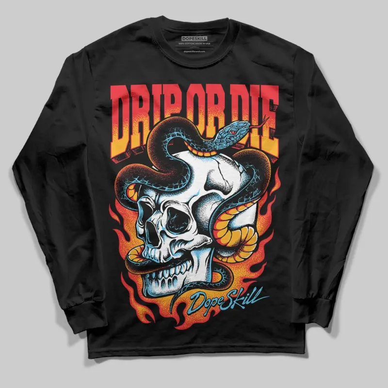 Red 'Drip or Die' DopeSkill Graphic Long Sleeve T-Shirt sold by DopeSkill