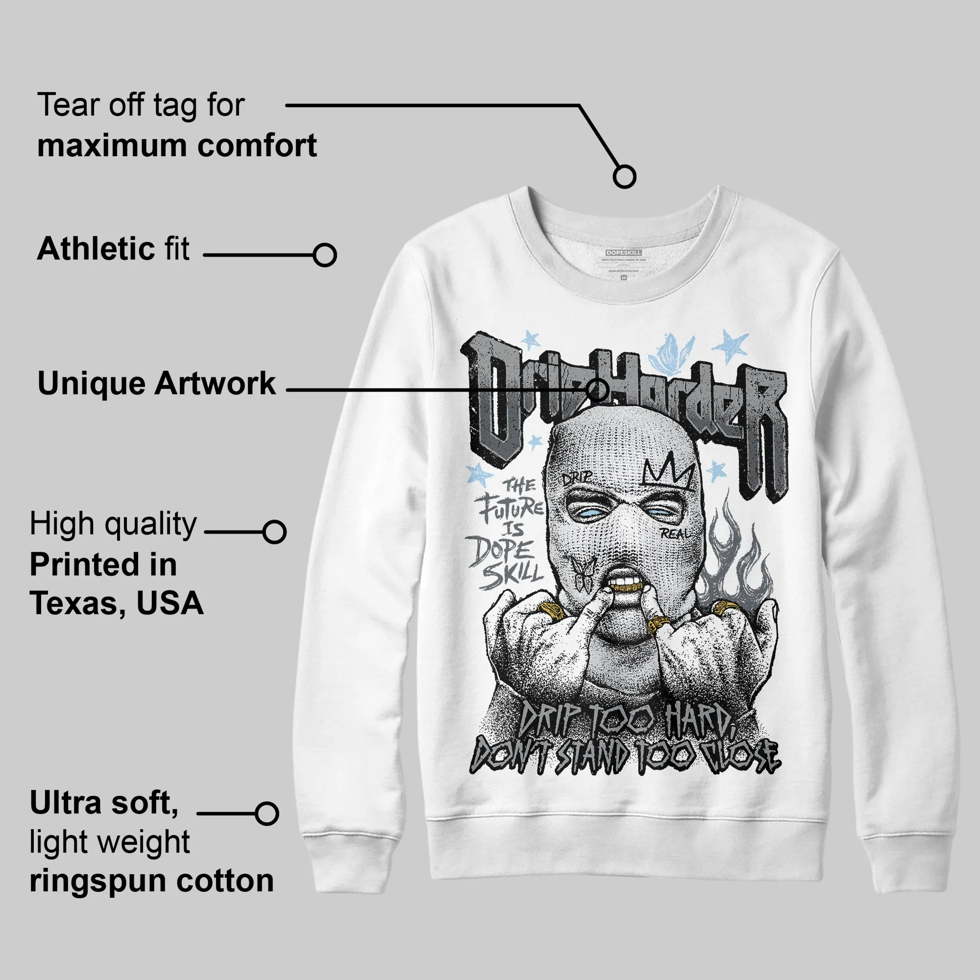 Wolf Grey 5s DopeSkill Sweatshirt Drip Harder Graphic sold by DopeSkill product image thumbnail 3