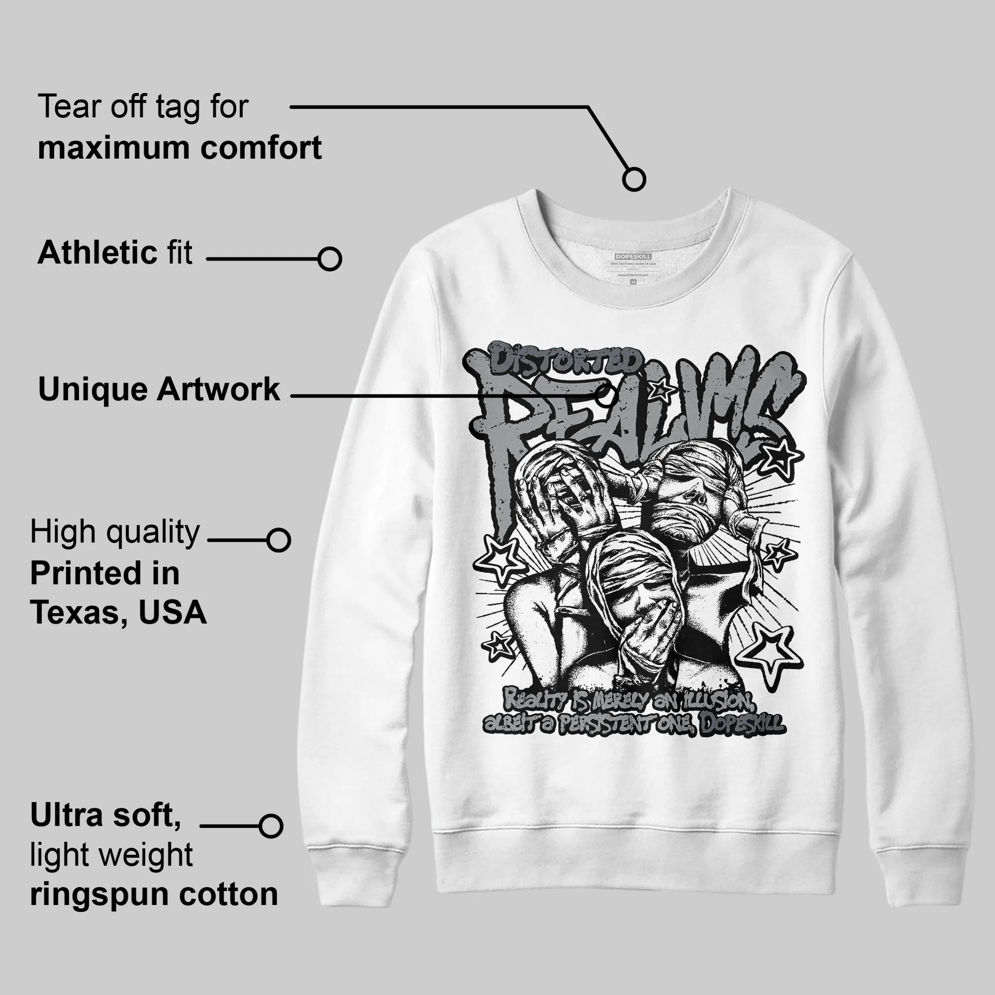 Wolf Grey 5s DopeSkill Sweatshirt Distorted Realms Graphic sold by DopeSkill product image thumbnail 3