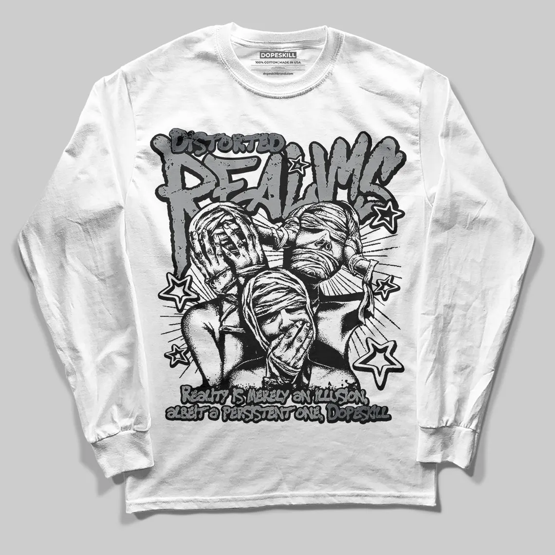 Wolf Grey 5s DopeSkill Long Sleeve T-Shirt Distorted Realms Graphic sold by DopeSkill