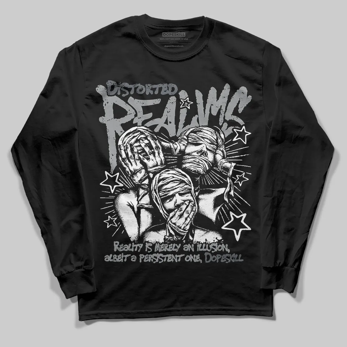 Wolf Grey 5s DopeSkill Long Sleeve T-Shirt Distorted Realms Graphic sold by DopeSkill product image thumbnail 2
