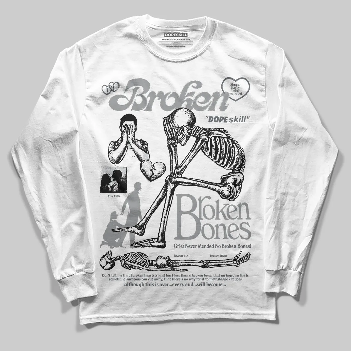 Wolf Grey 5s DopeSkill Long Sleeve T-Shirt Broken Bones Graphic sold by DopeSkill