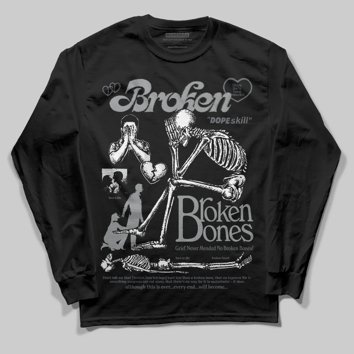 Wolf Grey 5s DopeSkill Long Sleeve T-Shirt Broken Bones Graphic sold by DopeSkill product image thumbnail 2