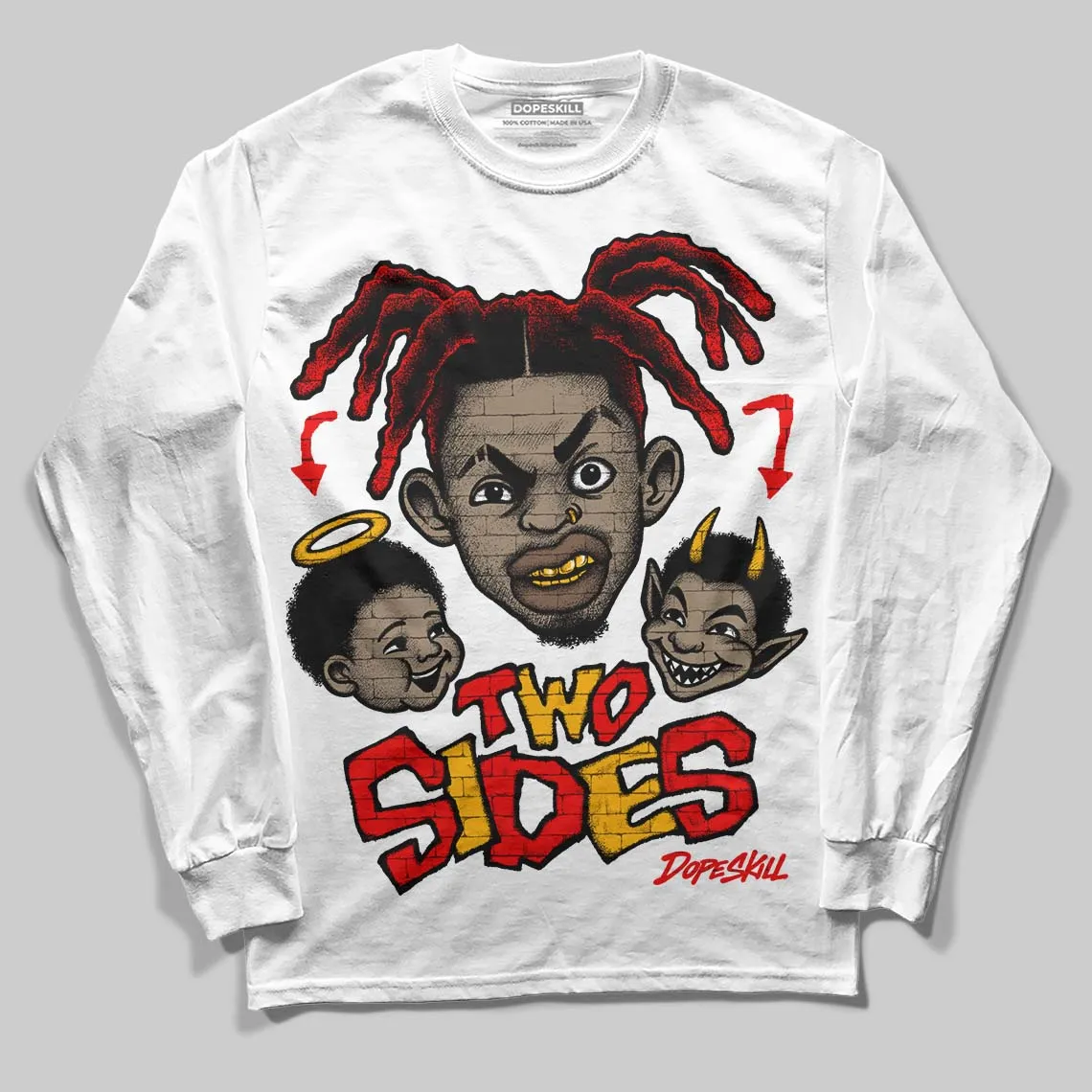 Red 'Two Sides' DopeSkill Graphic Long Sleeve T-Shirt sold by DopeSkill product image thumbnail 2
