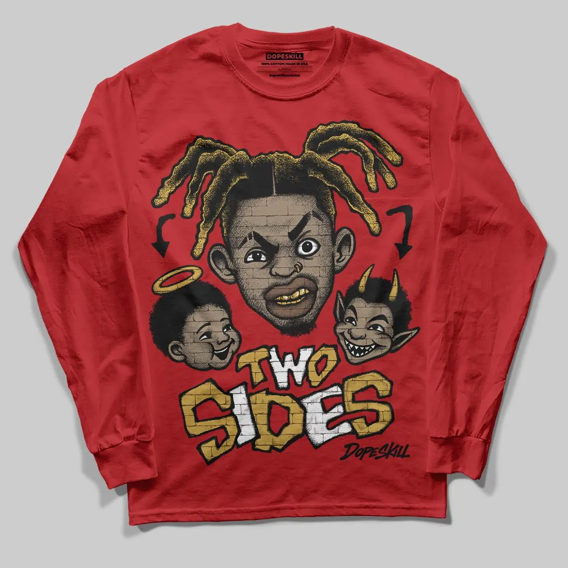 Red 'Two Sides' DopeSkill Graphic Long Sleeve T-Shirt sold by DopeSkill product image thumbnail 3