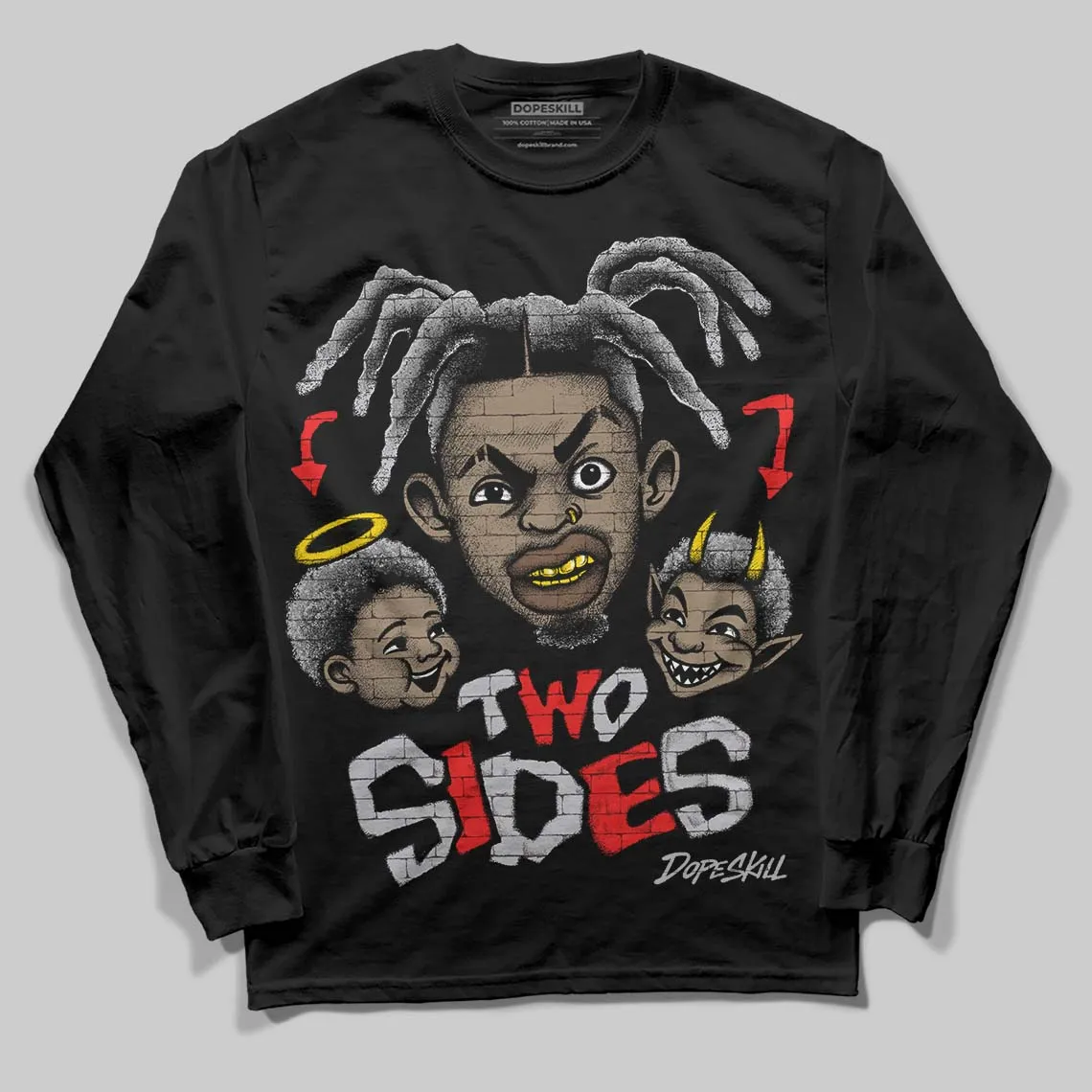 Grey 'Two Sides' DopeSkill Graphic Long Sleeve T-Shirt sold by DopeSkill product image thumbnail 2