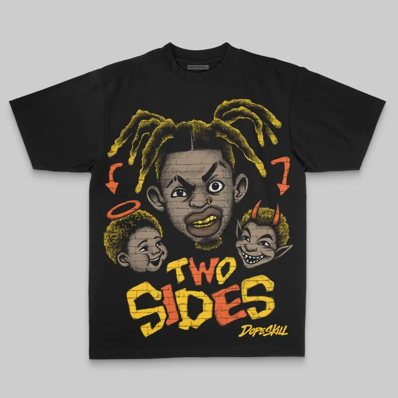 Yellow Oversize Print 'Two Sides' DopeSkill Graphic T-shirt sold by DopeSkill