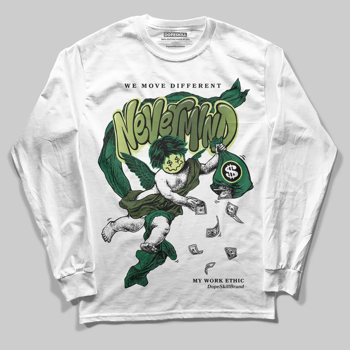 Foamposite One "Pine Green" DopeSkill Long Sleeve T-Shirt Nevermind Graphic sold by DopeSkill product image thumbnail 2