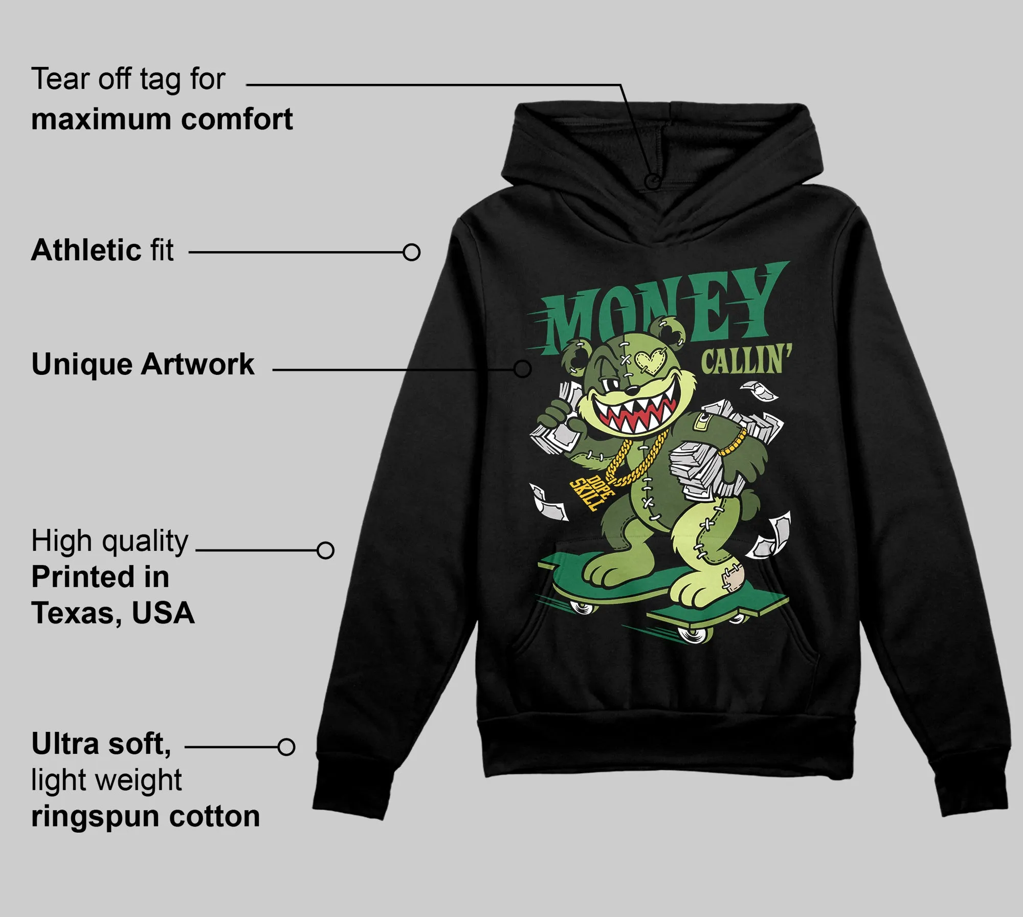 Foamposite One "Pine Green" DopeSkill Hoodie Sweatshirt Money Callin' Graphic sold by DopeSkill product image thumbnail 3