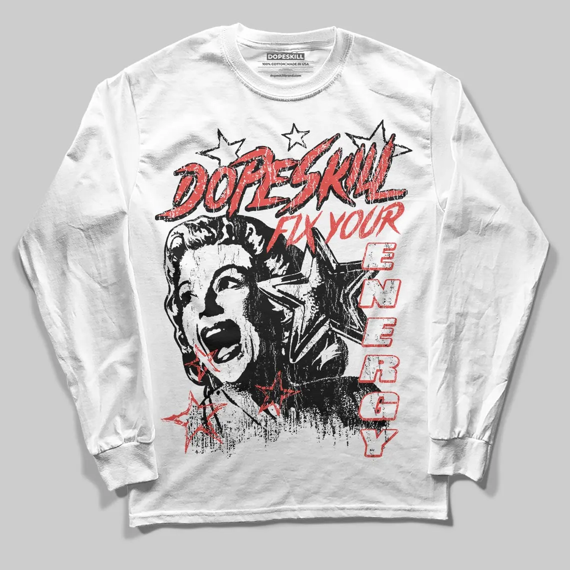 Red 'Fix Your Energy' DopeSkill Graphic Long Sleeve T-Shirt sold by DopeSkill product image thumbnail 2