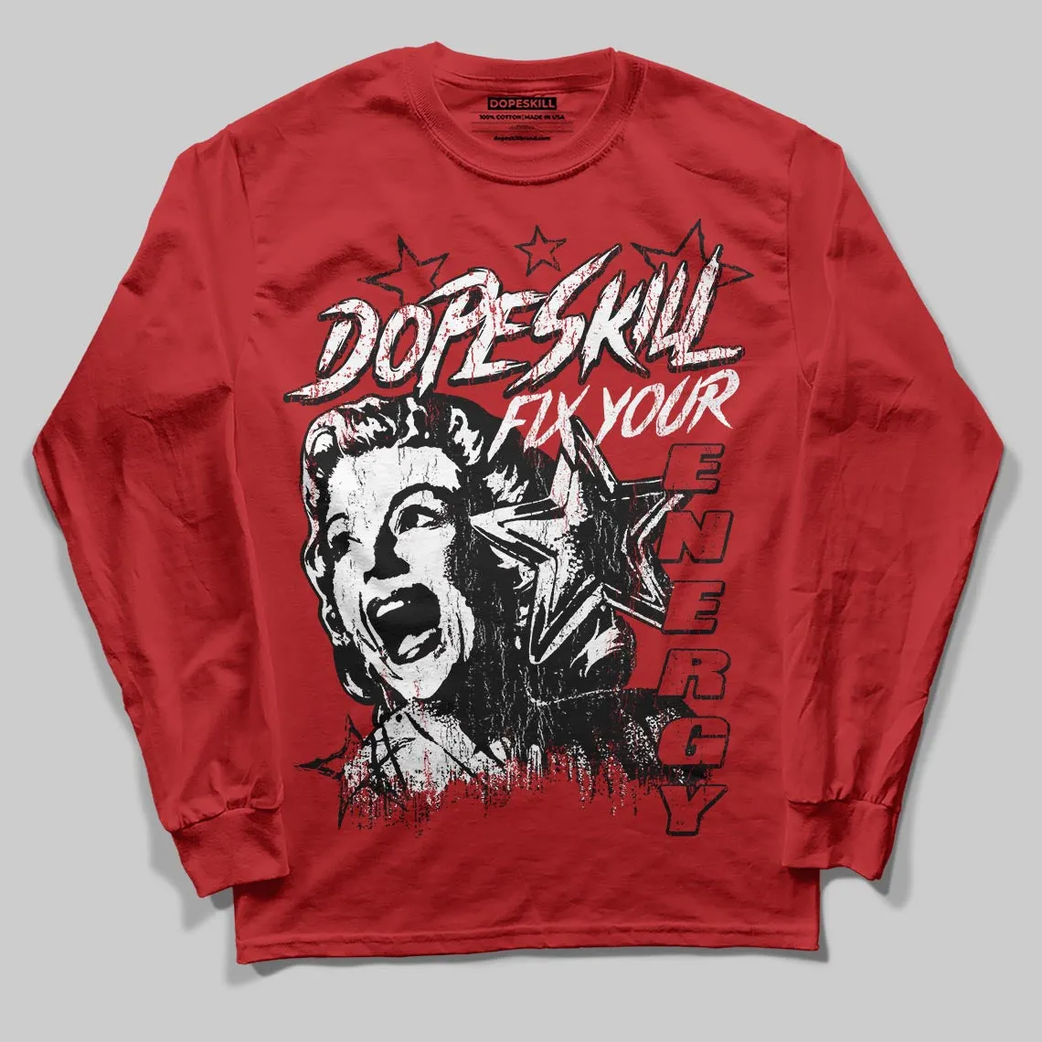 Red 'Fix Your Energy' DopeSkill Graphic Long Sleeve T-Shirt sold by DopeSkill product image thumbnail 3