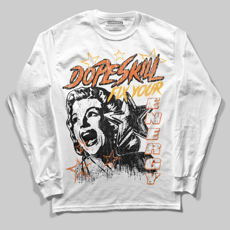 Orange 'Fix Your Energy' DopeSkill Graphic Long Sleeve T-Shirt made by DopeSkill