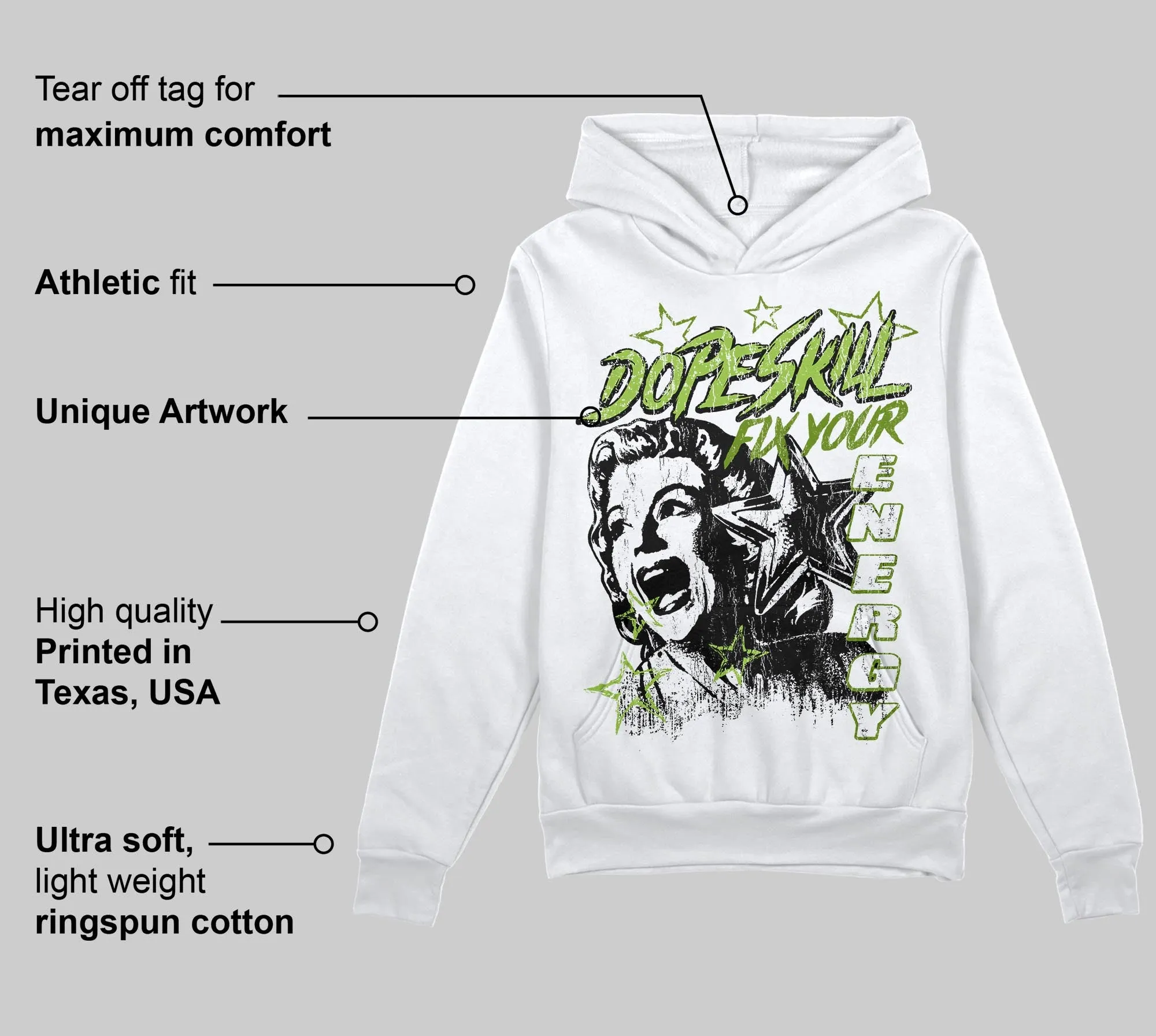 Green 'Fix Your Energy' DopeSkill Graphic Hoodie sold by DopeSkill product image thumbnail 3