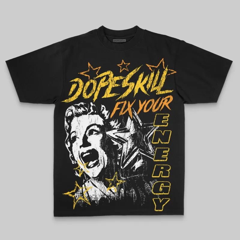 Yellow Oversize Print Fix Your Energy DopeSkill Graphic T-shirt sold by DopeSkill