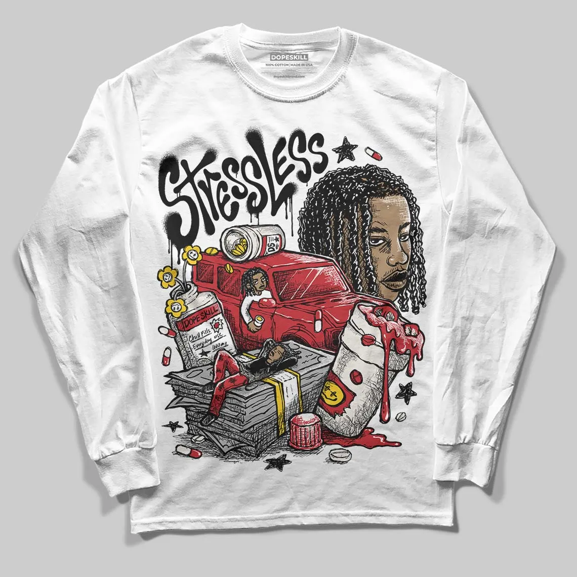 Flight Club 4s DopeSkill Long Sleeve T-Shirt Stressless Graphic sold by DopeSkill