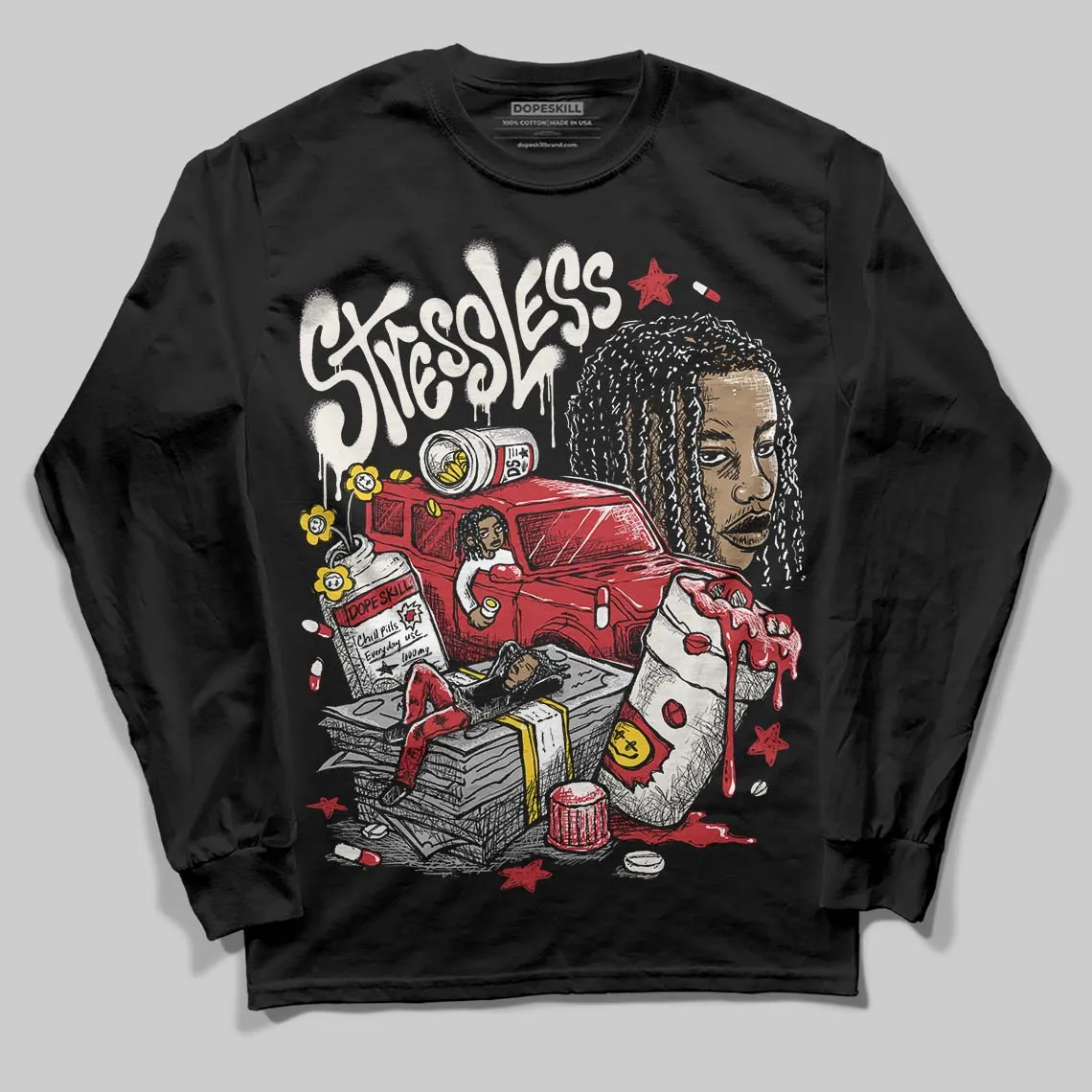 Flight Club 4s DopeSkill Long Sleeve T-Shirt Stressless Graphic sold by DopeSkill product image thumbnail 2