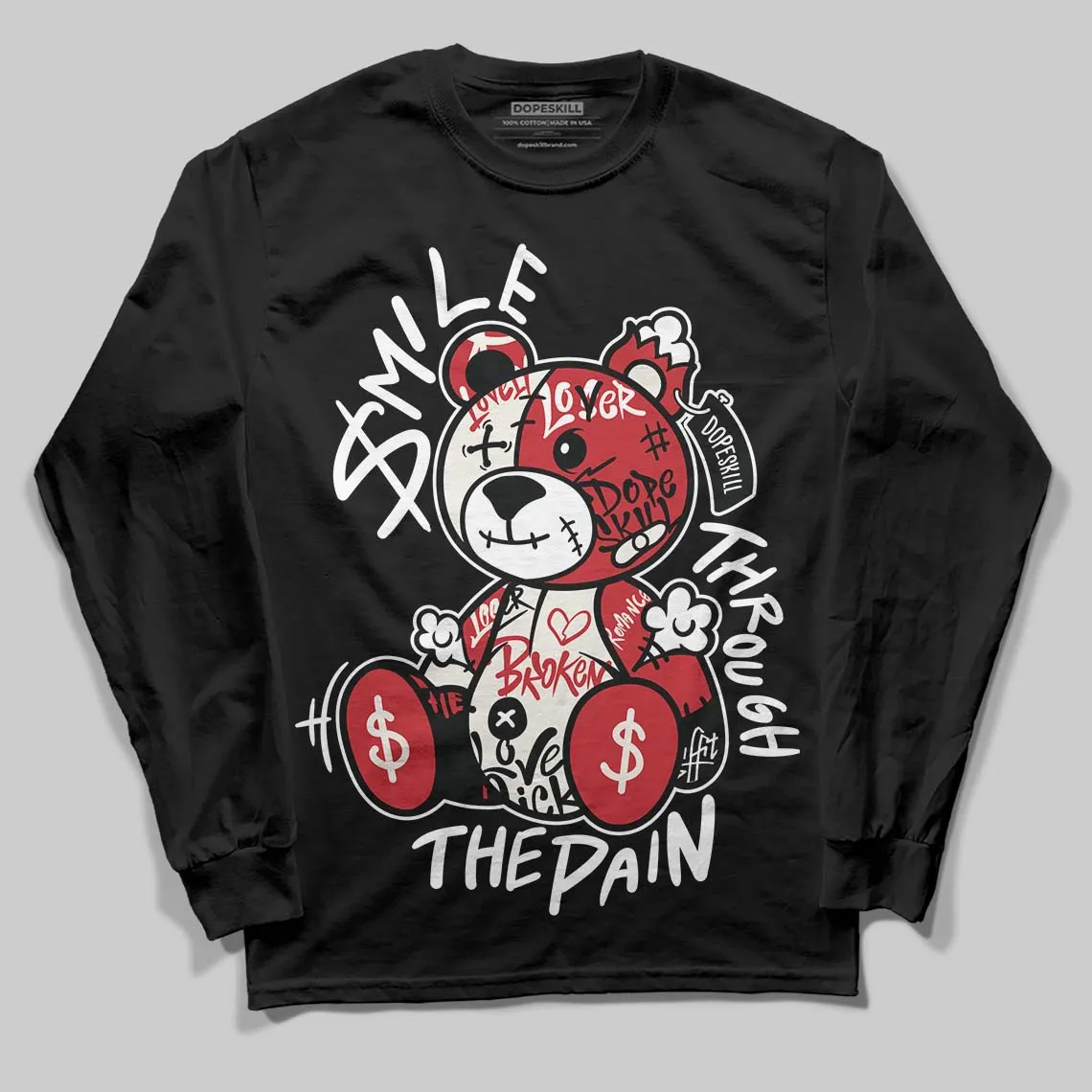 Flight Club 4s DopeSkill Long Sleeve T-Shirt Smile Through The Pain Graphic sold by DopeSkill product image thumbnail 2