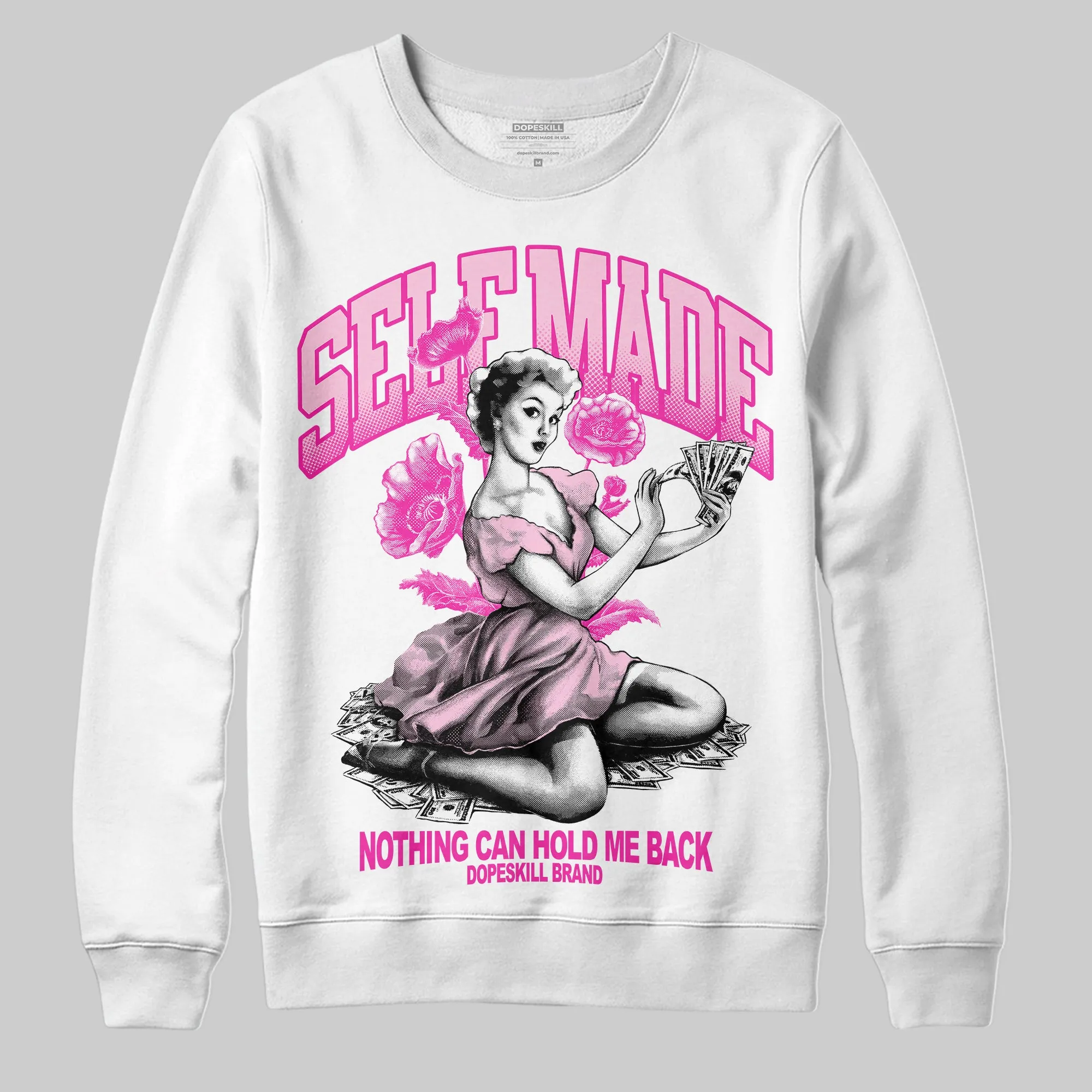 Pink 'Self Made' DopeSkill Graphic Sweatshirt sold by DopeSkill