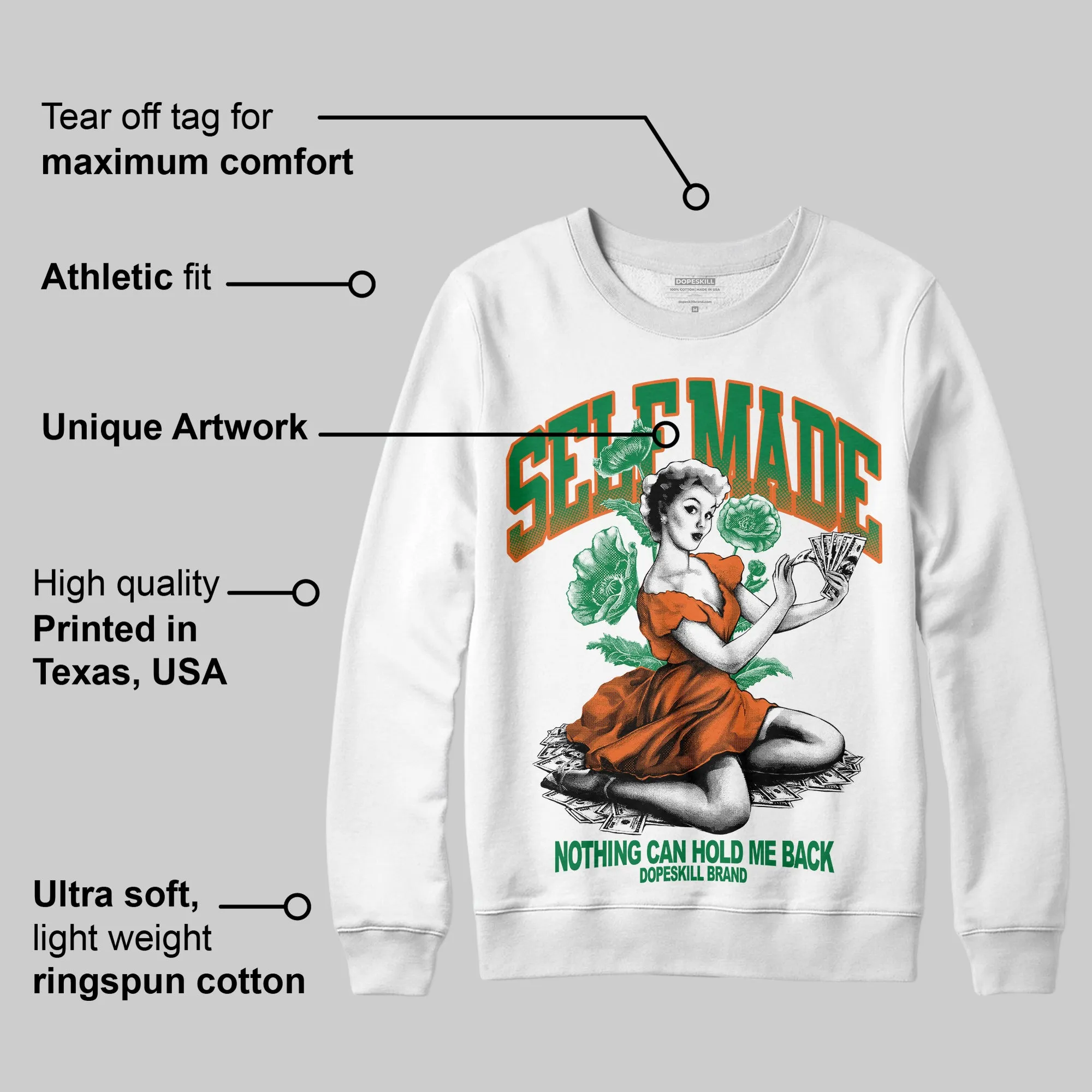 Green 'Self Made' DopeSkill Graphic Sweatshirt sold by DopeSkill product image thumbnail 3