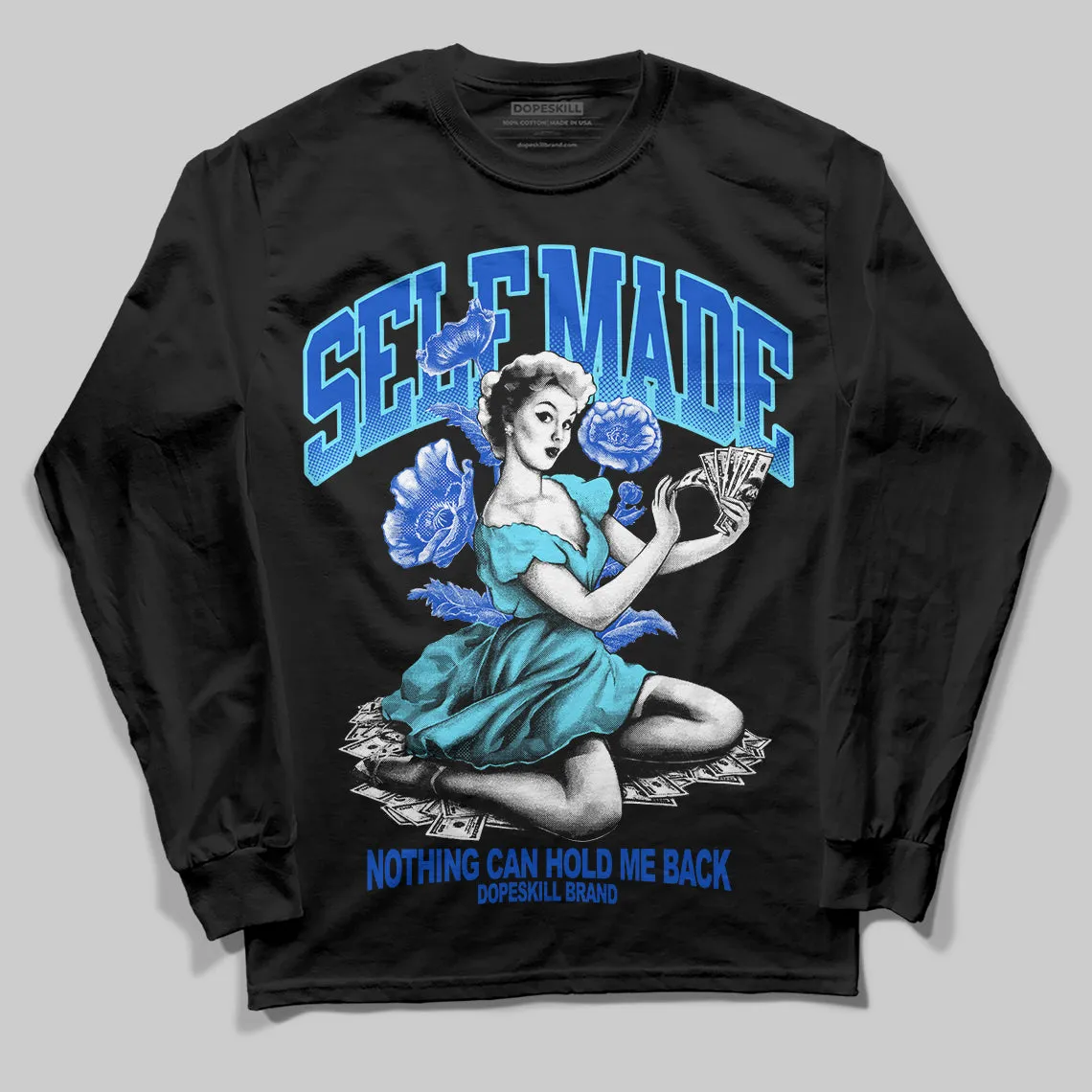 Royal Blue 'Self Made' DopeSkill Graphic Long Sleeve T-Shirt sold by DopeSkill product image thumbnail 2