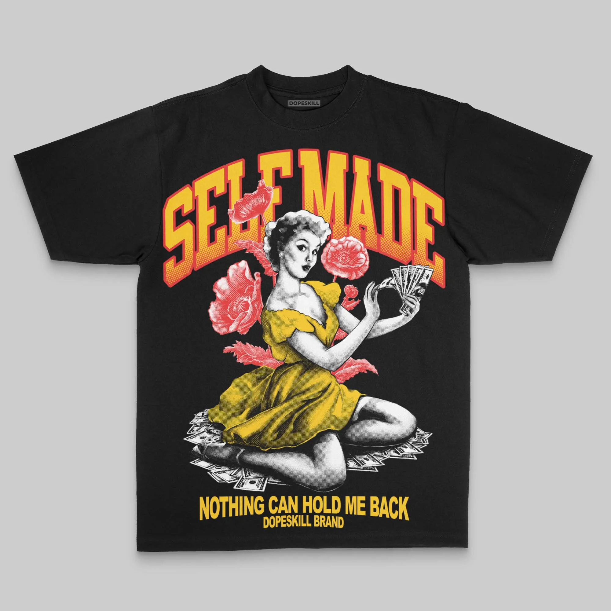 Yellow Oversize Print 'Self Made' DopeSkill Graphic T-shirt sold by DopeSkill