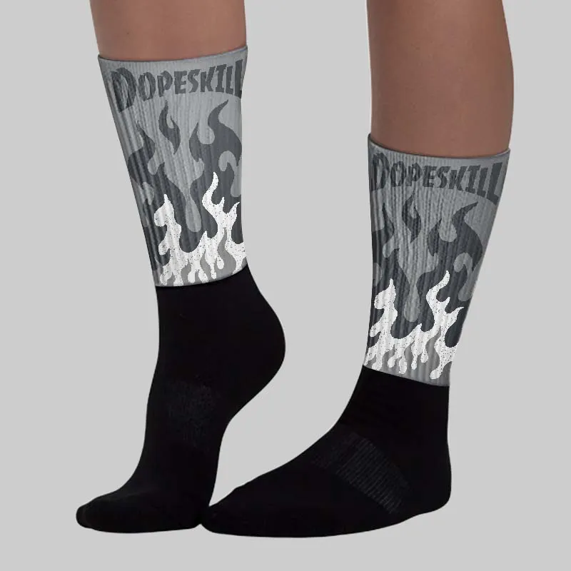 Wolf Grey 5s DopeSkill Sublimated Sock FIRE Graphic sold by DopeSkill product image thumbnail 3