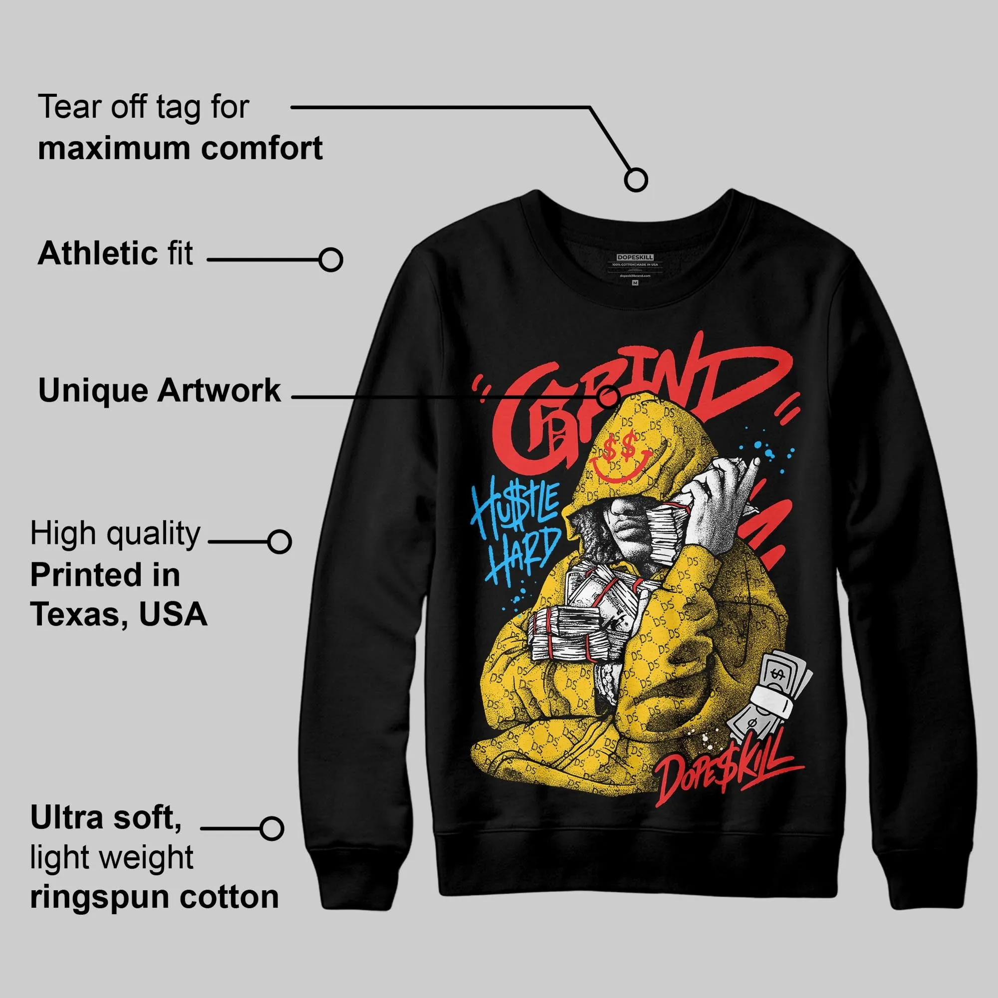 Yellow 'Grind Pray' DopeSkill Graphic Sweatshirt sold by DopeSkill product image thumbnail 3