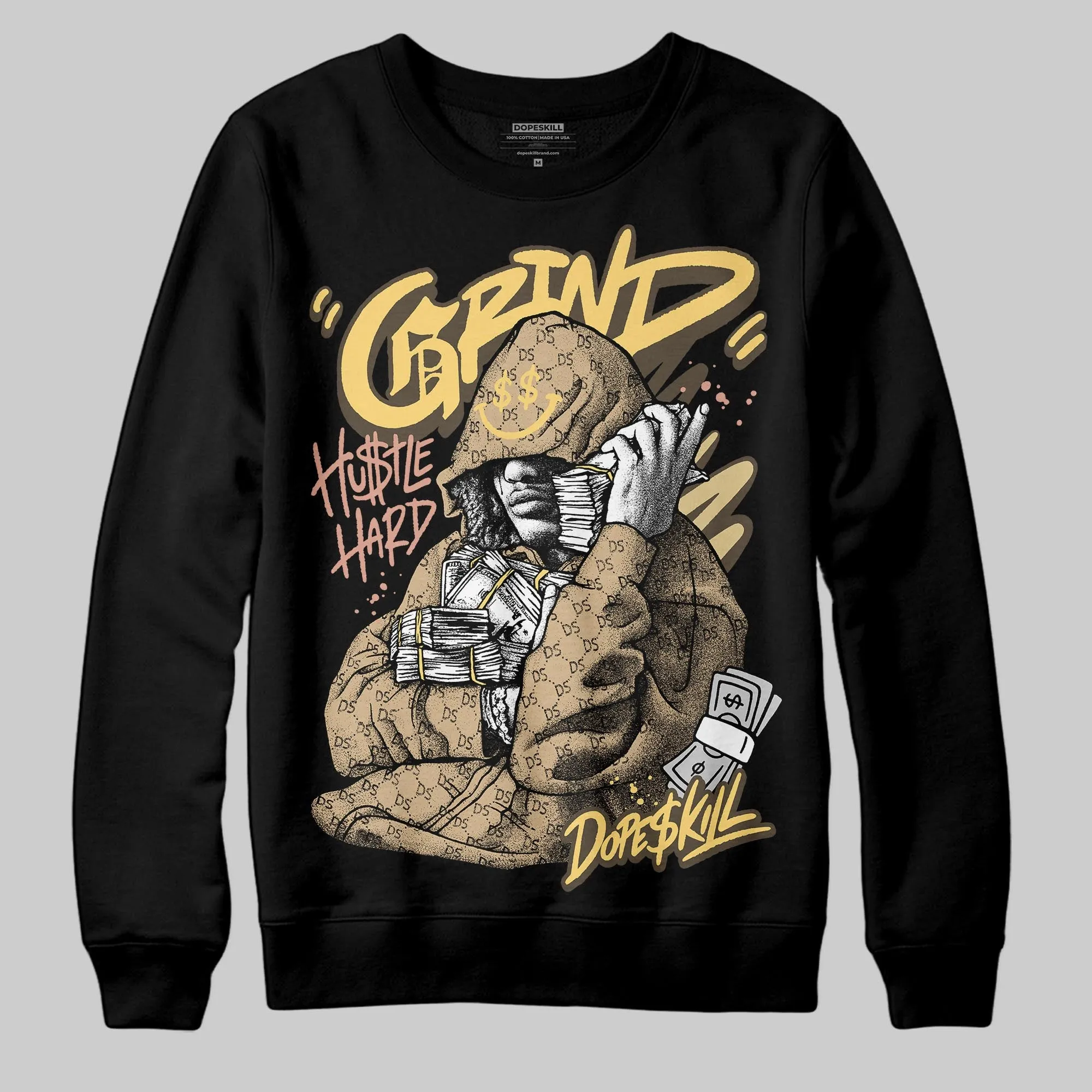 TAN 'Grind Pray' DopeSkill Graphic Sweatshirt sold by DopeSkill