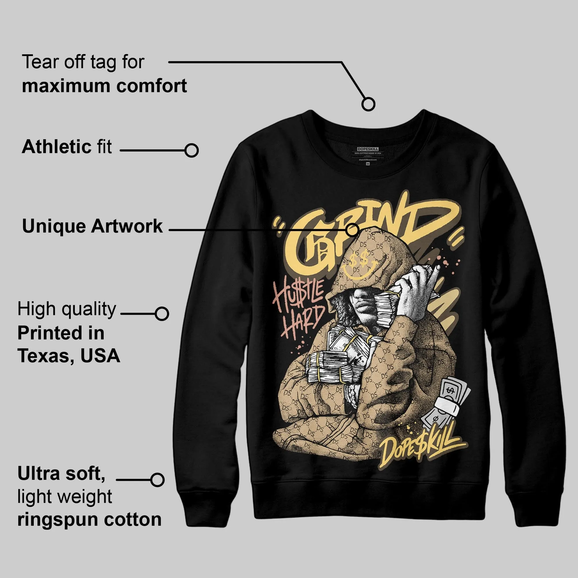 TAN 'Grind Pray' DopeSkill Graphic Sweatshirt sold by DopeSkill product image thumbnail 3