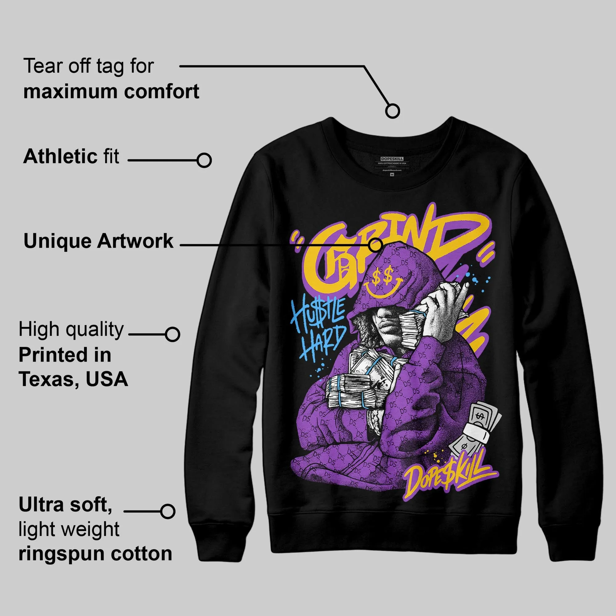PURPLE 'Grind Pray' DopeSkill Graphic Sweatshirt sold by DopeSkill product image thumbnail 4