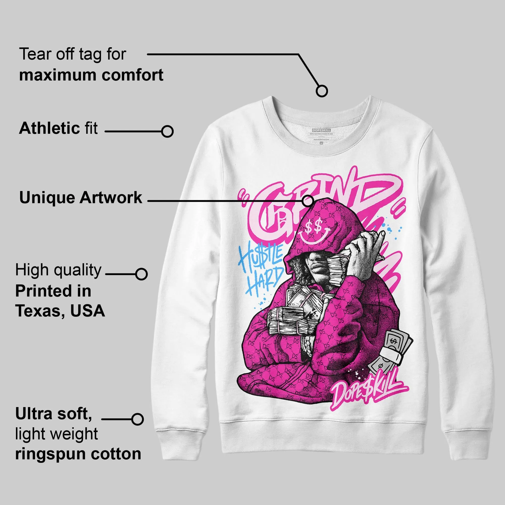 Pink 'Grind Pray' DopeSkill Graphic Sweatshirt sold by DopeSkill product image thumbnail 3