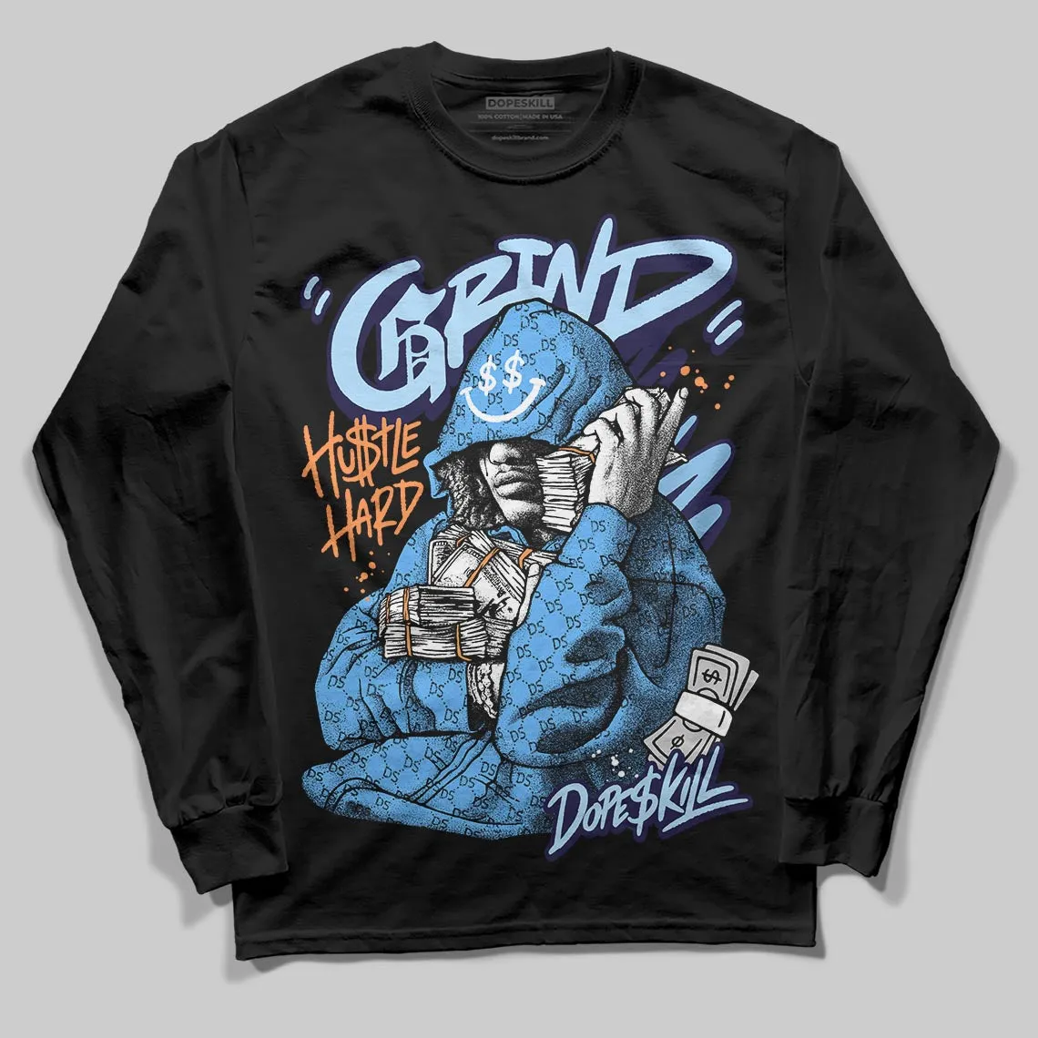 University Blue 'Grind Pray' DopeSkill Graphic Long Sleeve T-Shirt sold by DopeSkill product image thumbnail 2