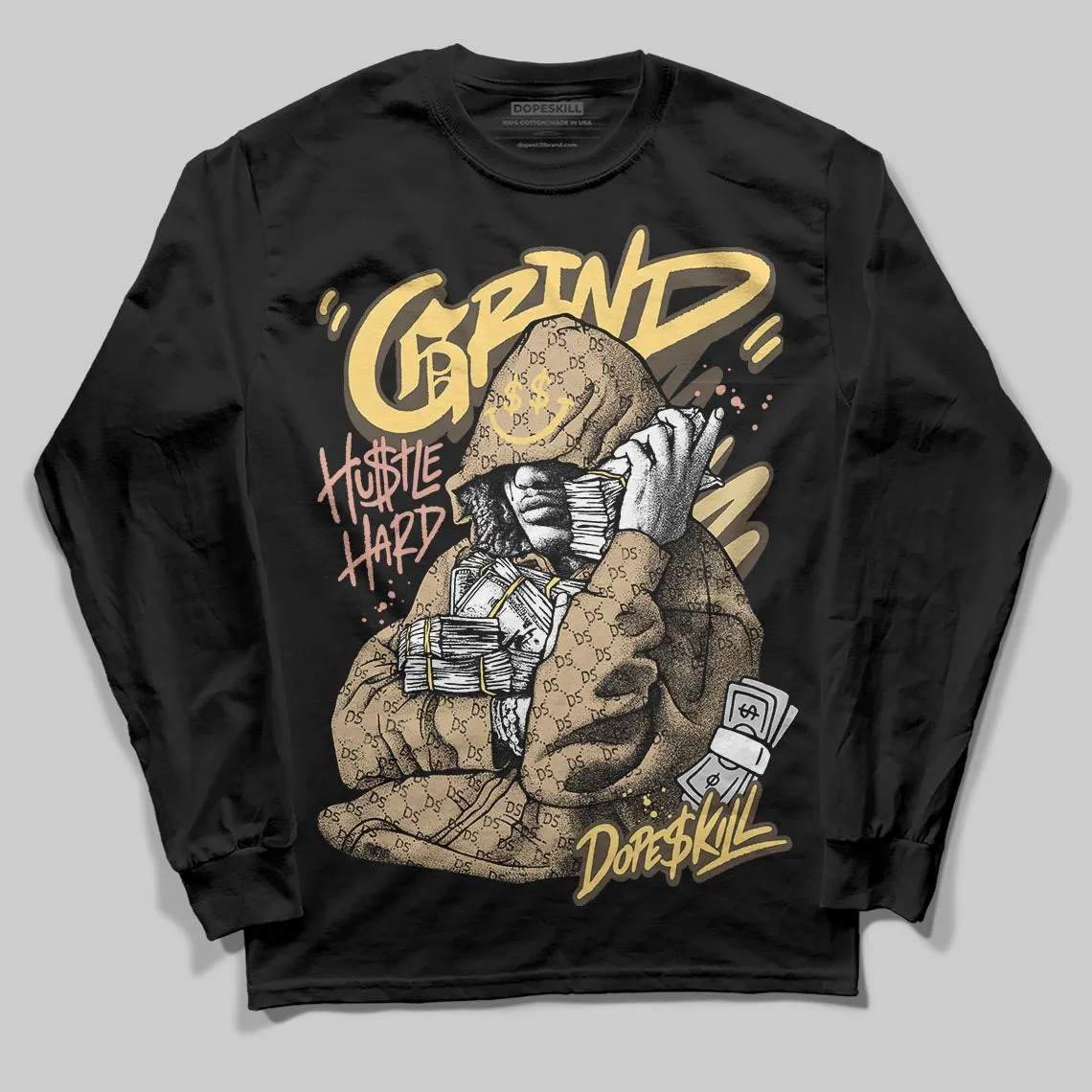 TAN 'Grind Pray' DopeSkill Graphic Long Sleeve T-Shirt sold by DopeSkill