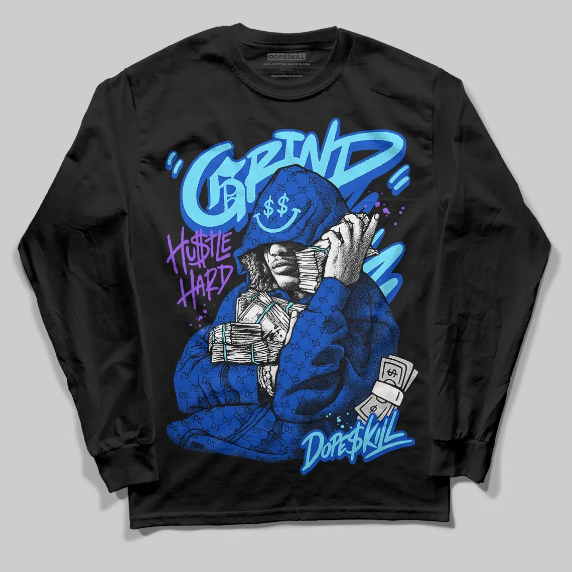 Royal Blue 'Grind Pray' DopeSkill Graphic Long Sleeve T-Shirt sold by DopeSkill product image thumbnail 2