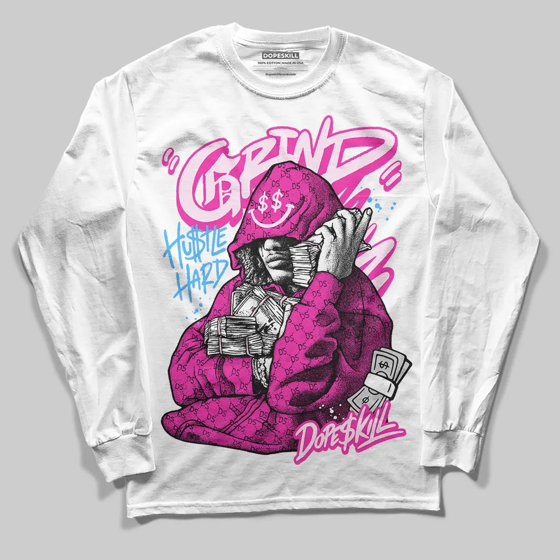 Pink 'Grind Pray' DopeSkill Graphic Long Sleeve T-Shirt sold by DopeSkill