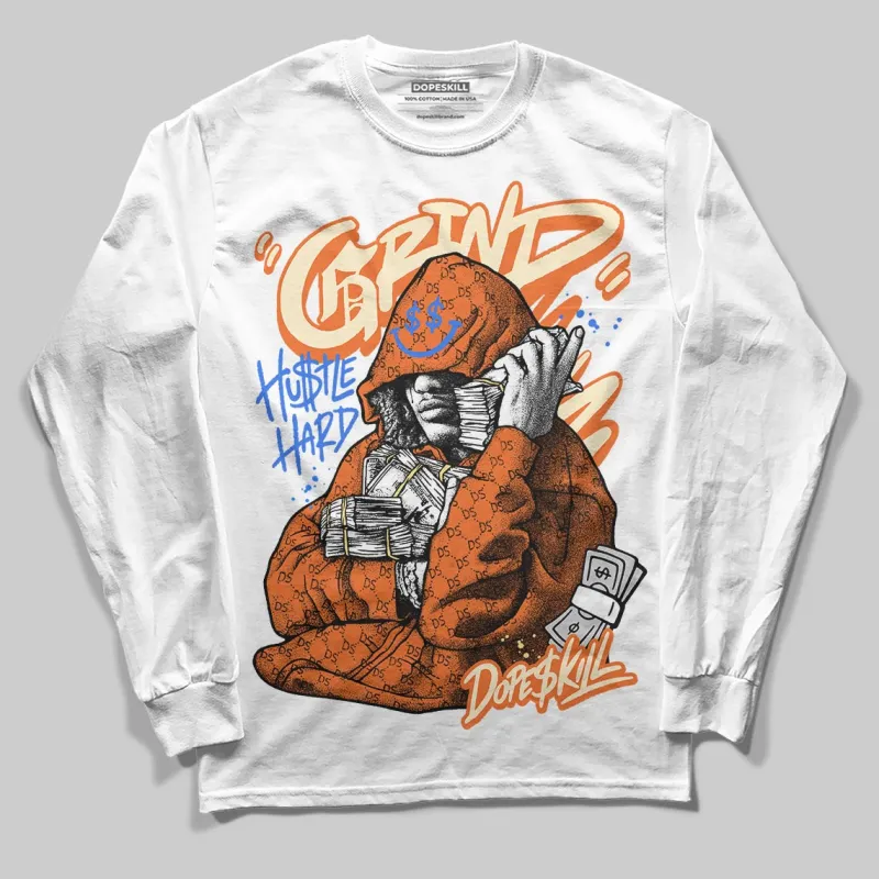 Orange 'Grind Pray' DopeSkill Graphic Long Sleeve T-Shirt made by DopeSkill