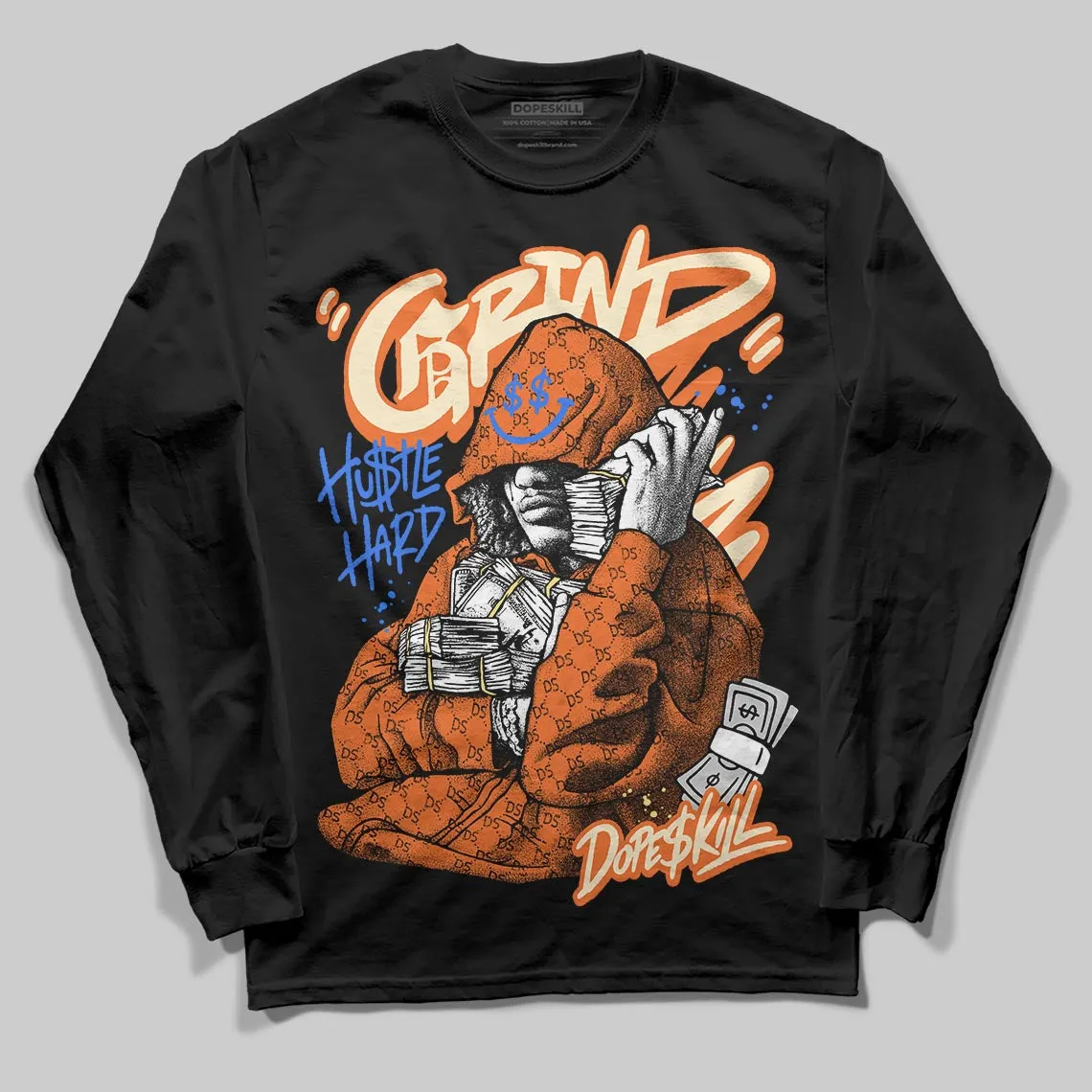 Orange 'Grind Pray' DopeSkill Graphic Long Sleeve T-Shirt sold by DopeSkill product image thumbnail 2