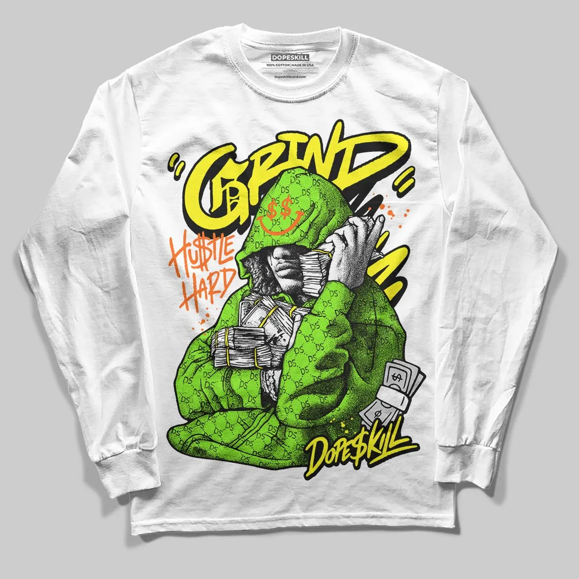 Neon Green 'Grind Pray' DopeSkill Graphic Long Sleeve T-Shirt sold by DopeSkill product image thumbnail 2