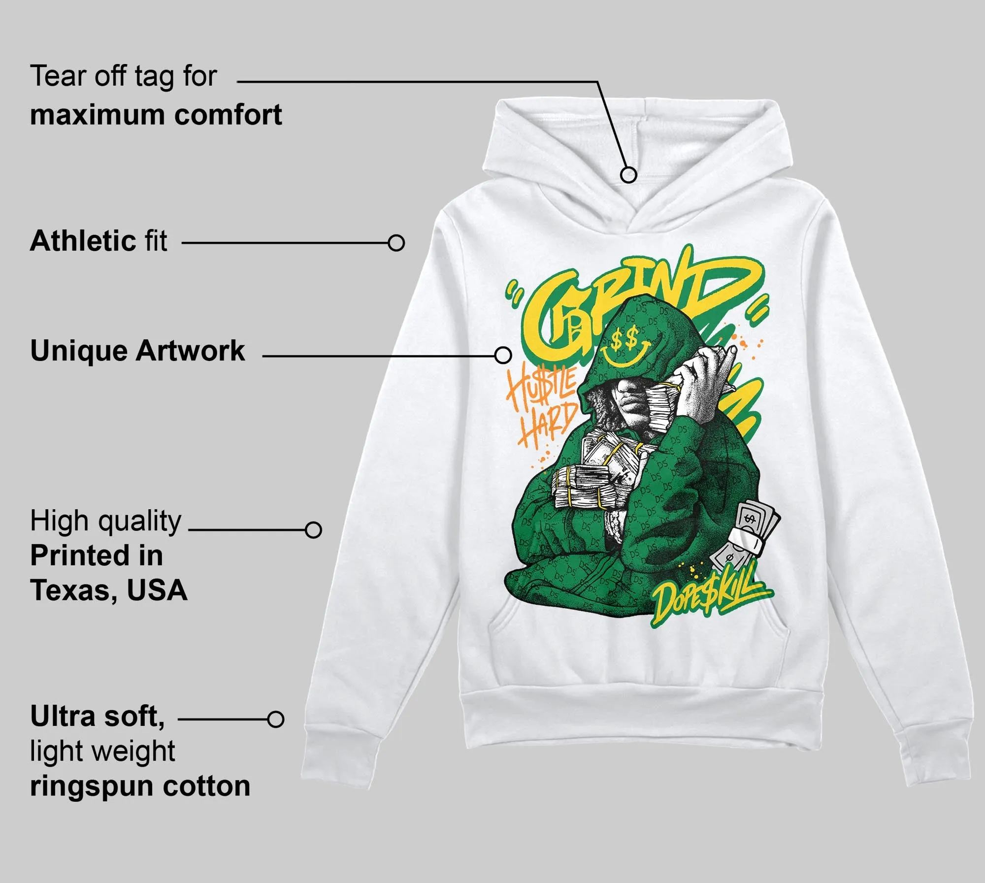 Green 'Grind Pray' DopeSkill Graphic Hoodie sold by DopeSkill product image thumbnail 3