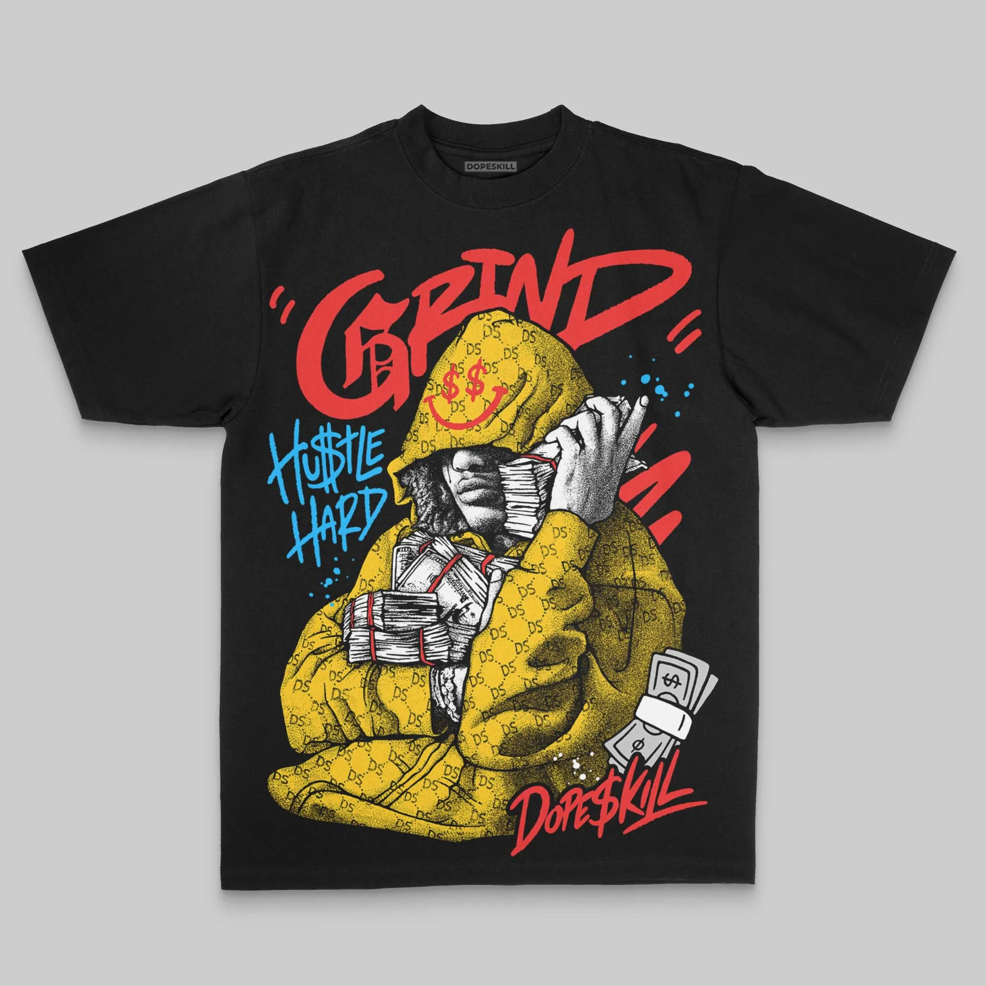 Yellow Oversize Print 'Grind Pray' DopeSkill Graphic T-shirt sold by DopeSkill