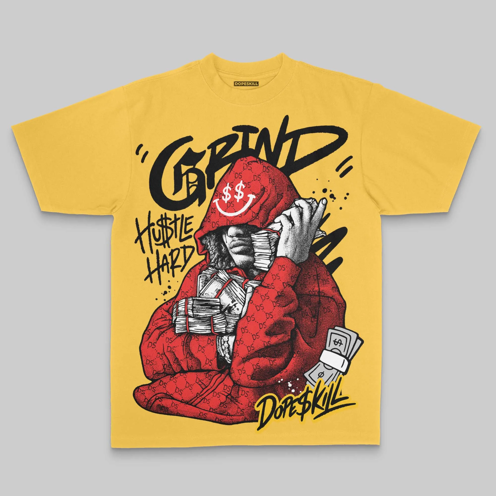Yellow Oversize Print 'Grind Pray' DopeSkill Graphic T-shirt sold by DopeSkill product image thumbnail 3