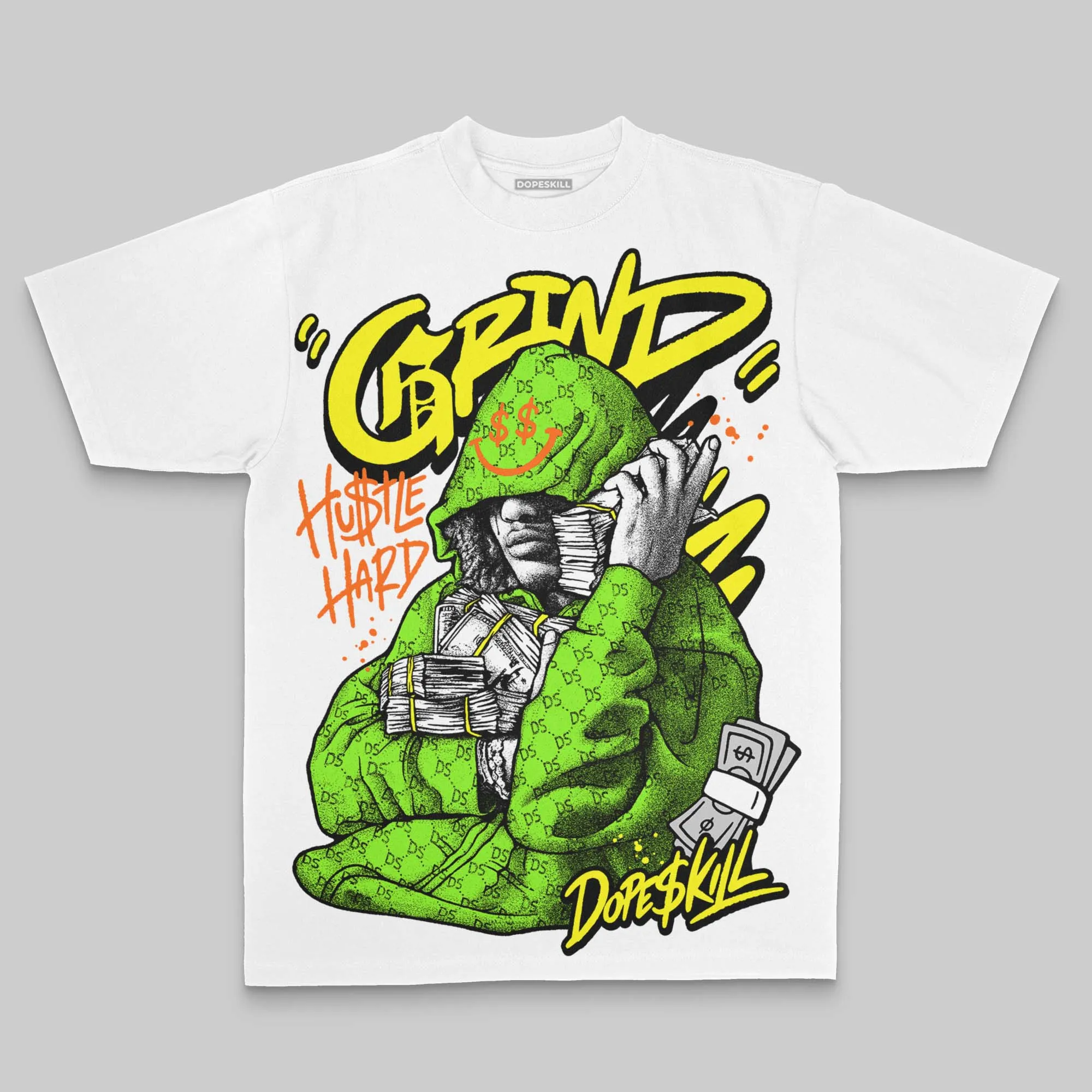 Neon Green Oversize Print 'Grind Pray' DopeSkill Graphic T-shirt sold by DopeSkill product image thumbnail 2