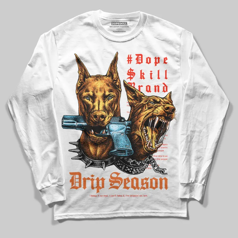 Orange 'New Drip Season' DopeSkill Graphic Long Sleeve T-Shirt sold by DopeSkill