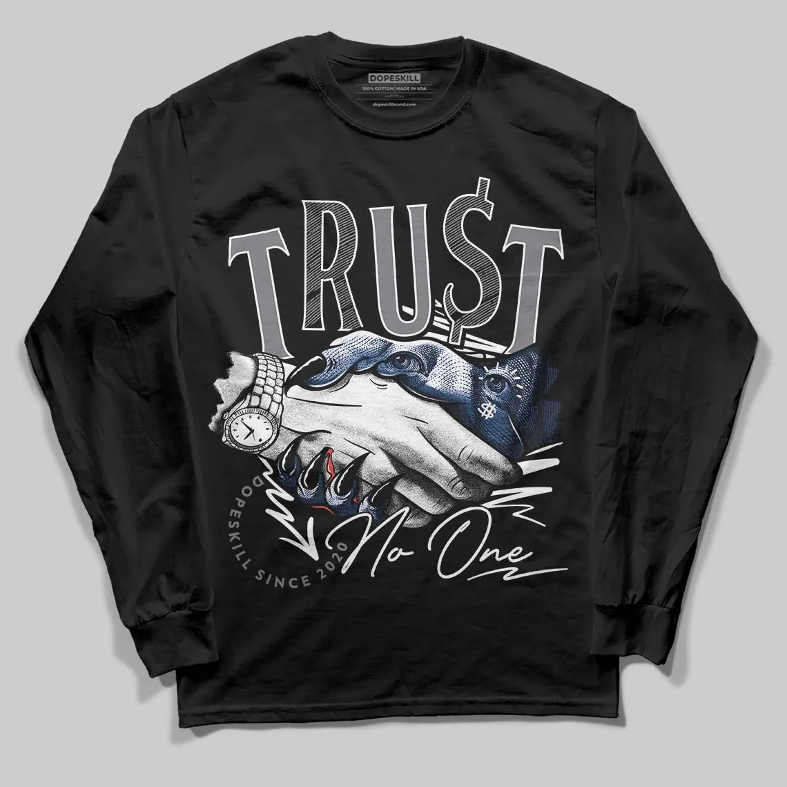 Flint Grey 9s DopeSkill Long Sleeve T-Shirt Trust No One Graphic sold by DopeSkill product image thumbnail 2