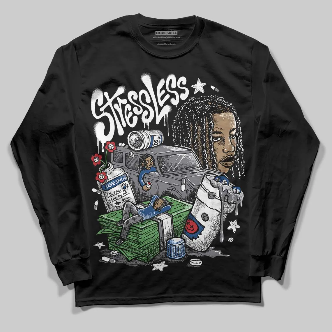 Flint Grey 9s DopeSkill Long Sleeve T-Shirt Stressless Graphic sold by DopeSkill product image thumbnail 2