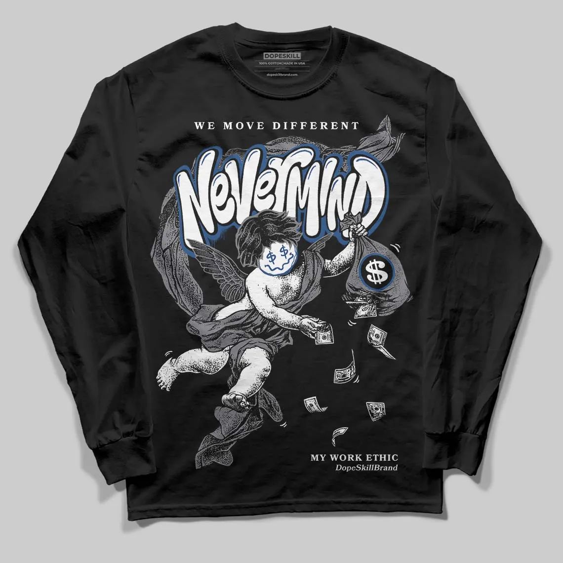 Flint Grey 9s DopeSkill Long Sleeve T-Shirt Nevermind Graphic sold by DopeSkill product image thumbnail 2