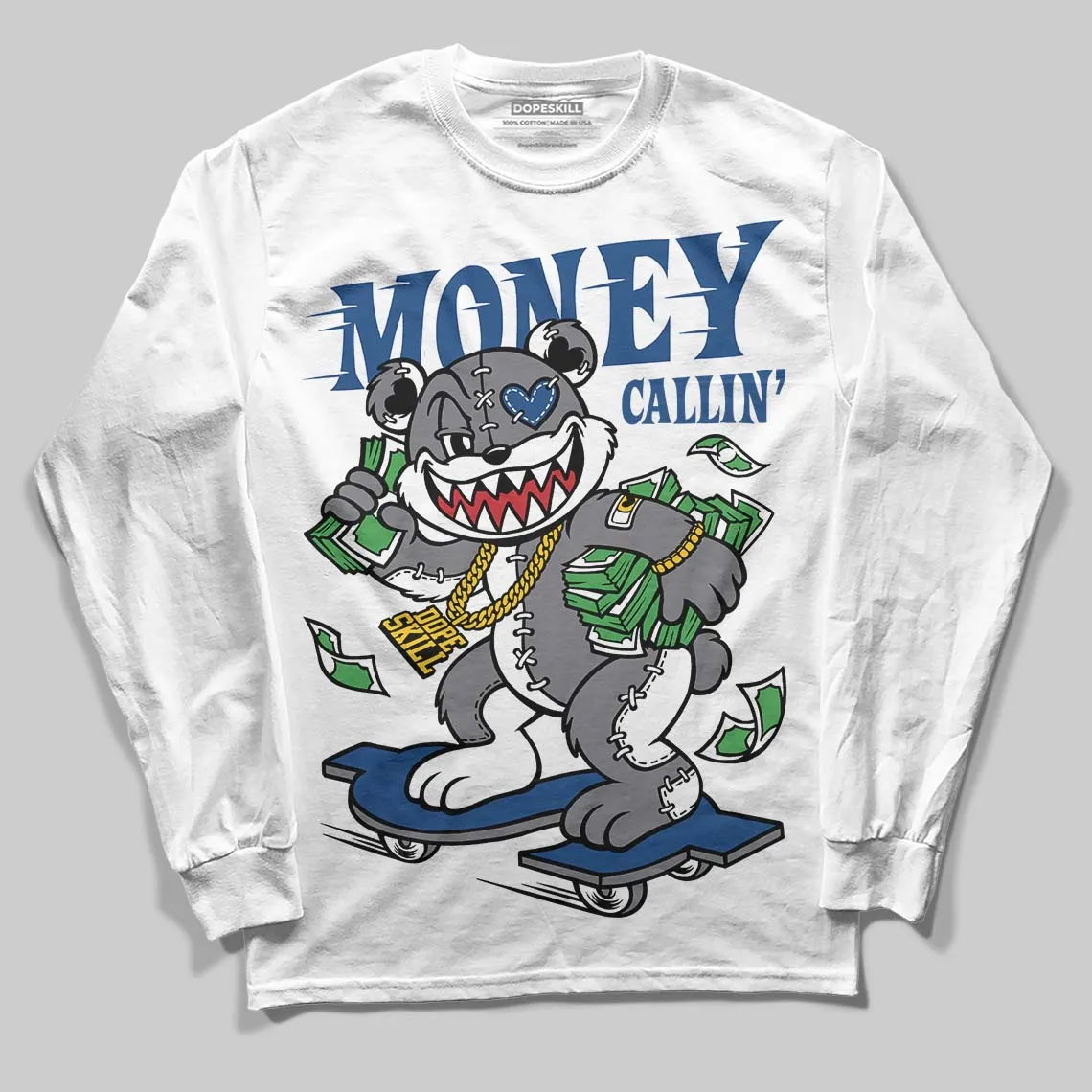 Flint Grey 9s DopeSkill Long Sleeve T-Shirt Money Callin' Graphic sold by DopeSkill