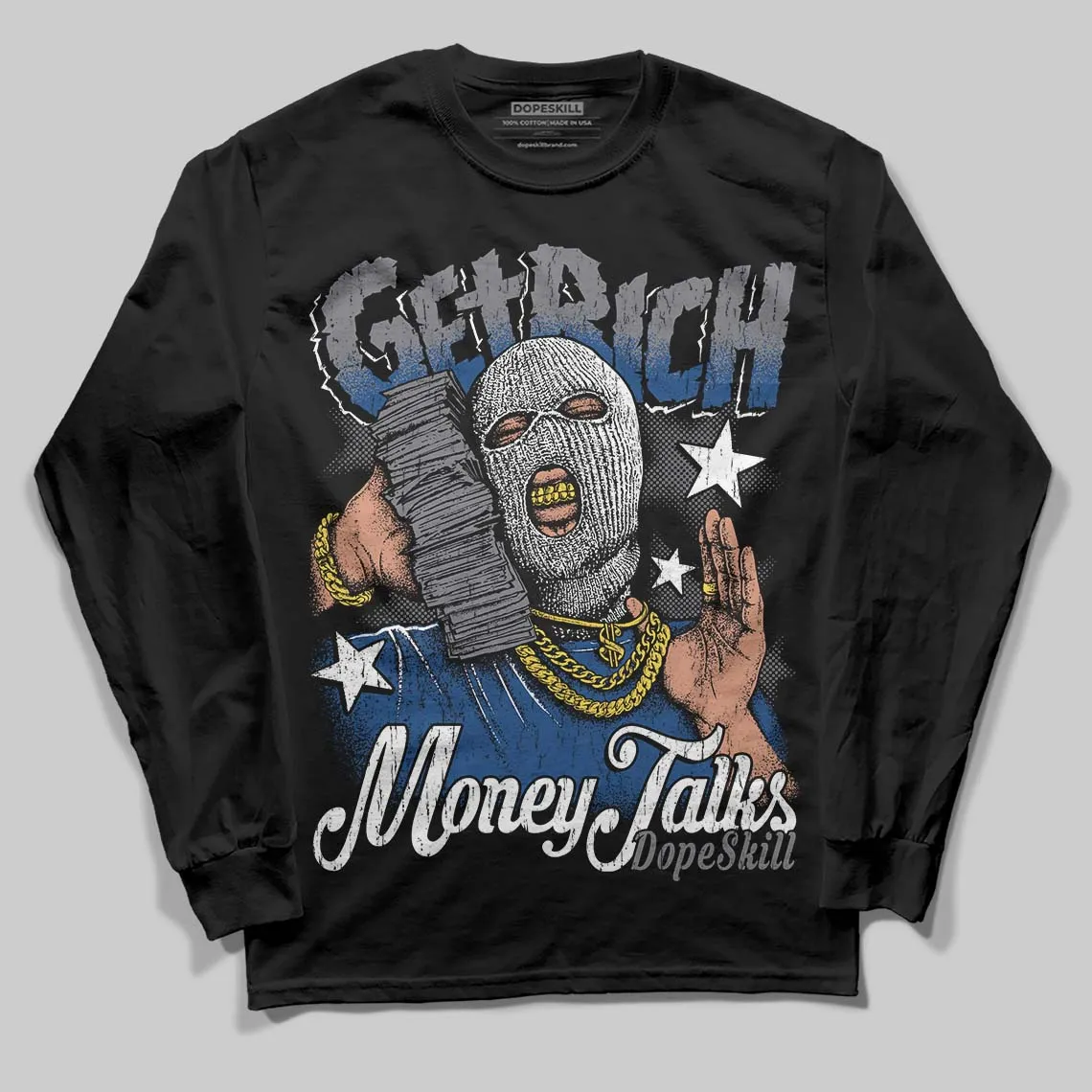 Flint Grey 9s DopeSkill Long Sleeve T-Shirt Get Rich Graphic sold by DopeSkill product image thumbnail 2