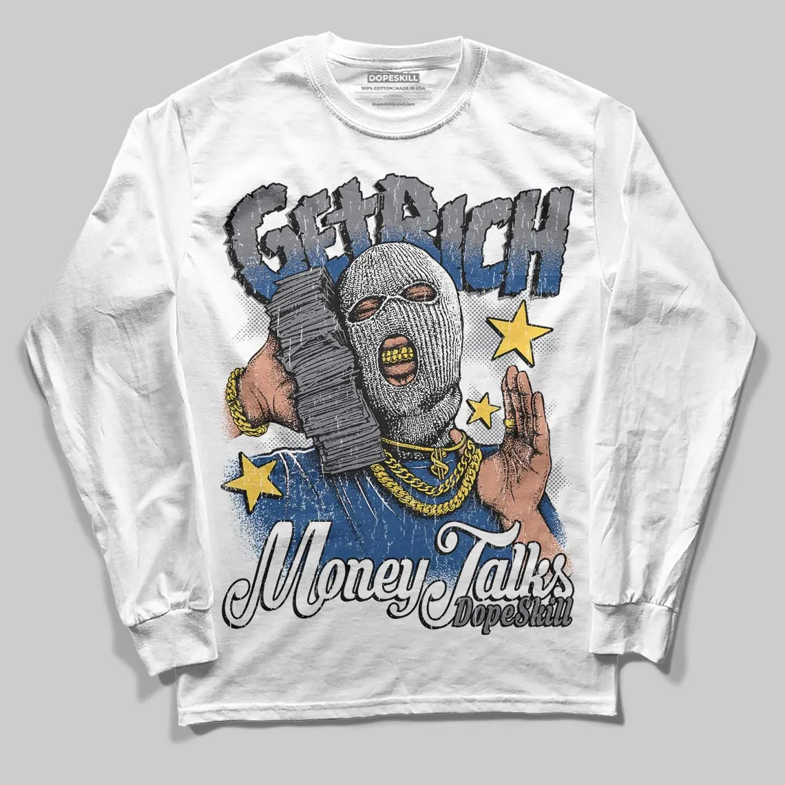 Flint Grey 9s DopeSkill Long Sleeve T-Shirt Get Rich Graphic sold by DopeSkill