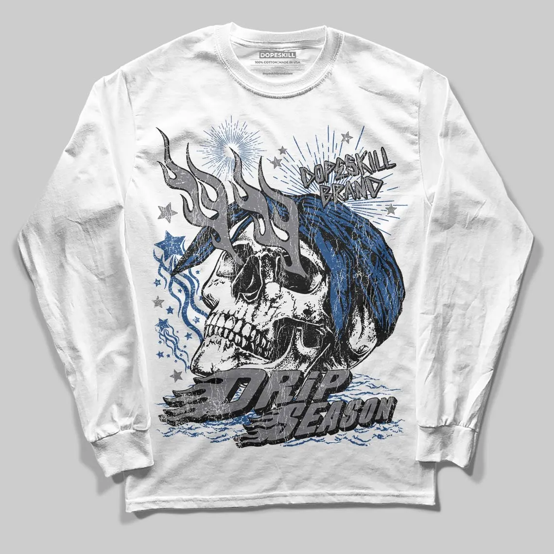 Flint Grey 9s DopeSkill Long Sleeve T-Shirt Drip Season Graphic sold by DopeSkill